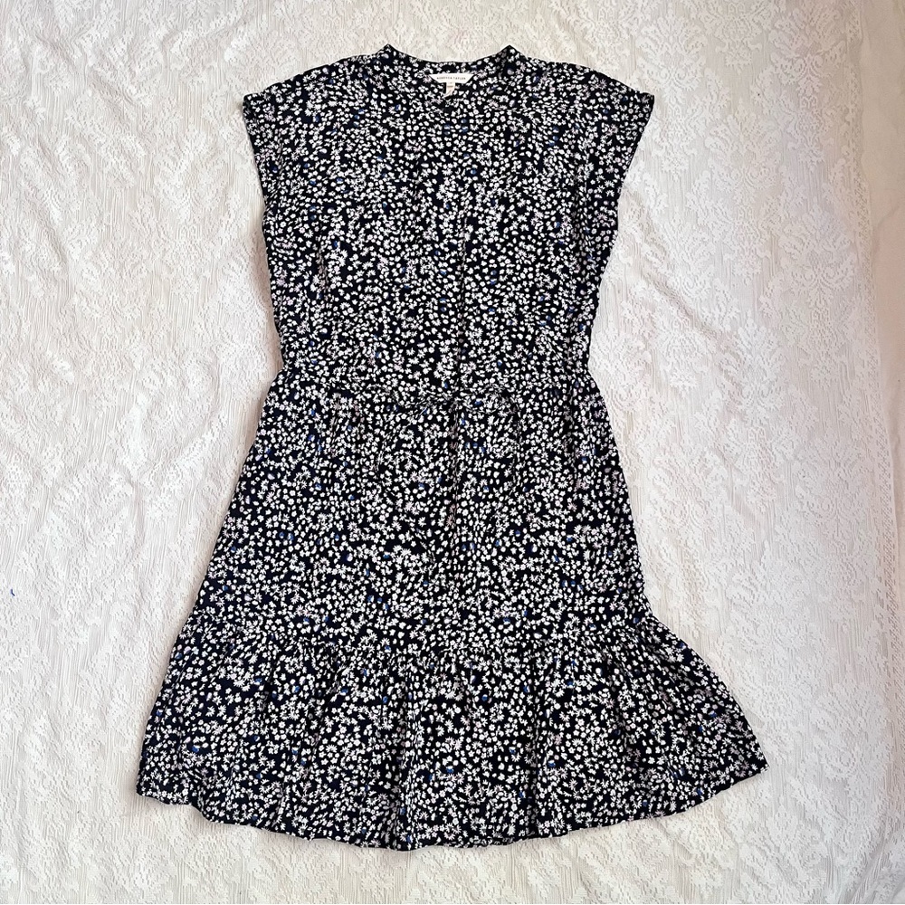 Rebecca Taylor floral silk drawstring waist mini dress